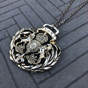 Greek coat of arms silver chain necklace